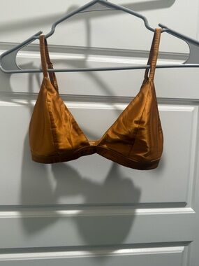 Satin Triangle Bralette in Copper